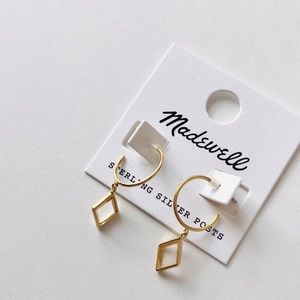 Madewell Glass-Inlaid Diamond Charm Hoop Earrings